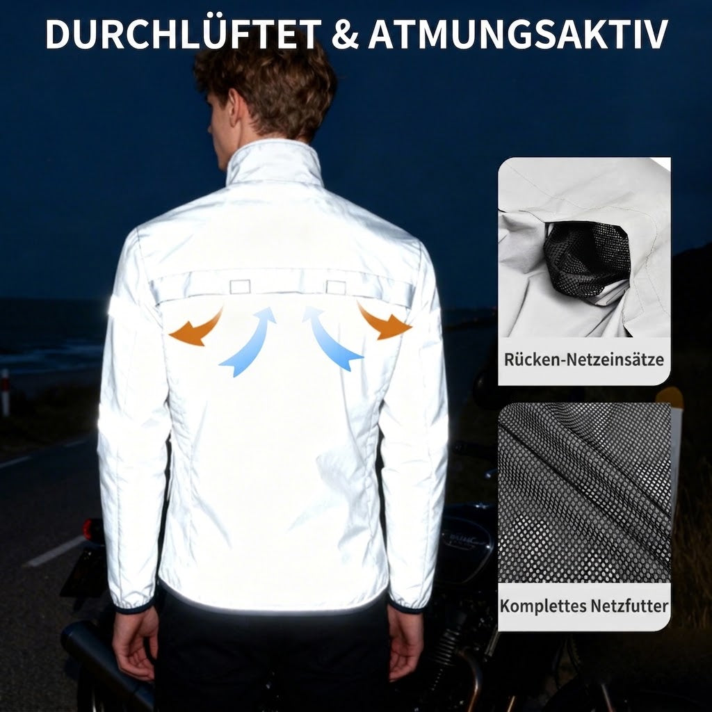 Reflektierende Fahrradjacke für Damen und Herren – Leichte MTB-Windjacke