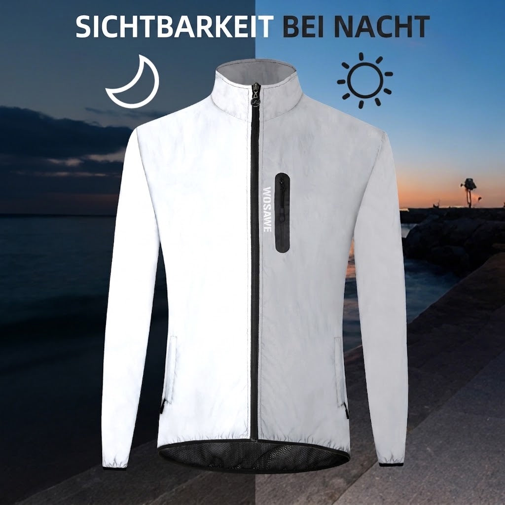 Reflektierende Fahrradjacke für Damen und Herren – Leichte MTB-Windjacke