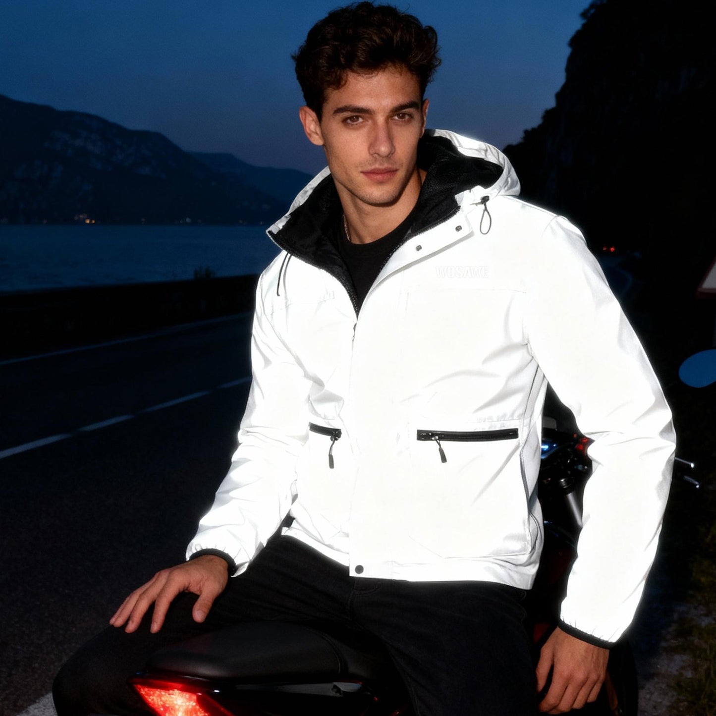 Reflektierende Fahrradjacke mit Kapuze – Winddicht & Wasserabweisend für Damen und Herren