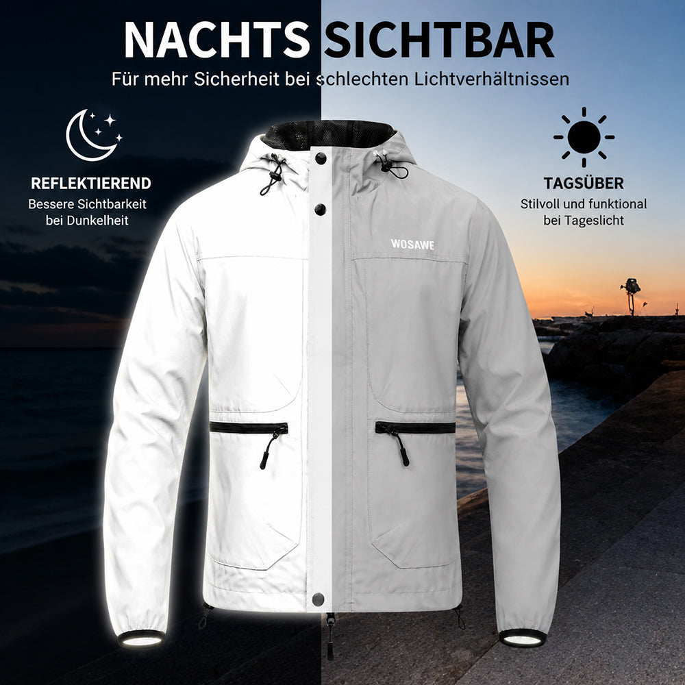 Reflektierende Fahrradjacke mit Kapuze – Winddicht & Wasserabweisend für Damen und Herren