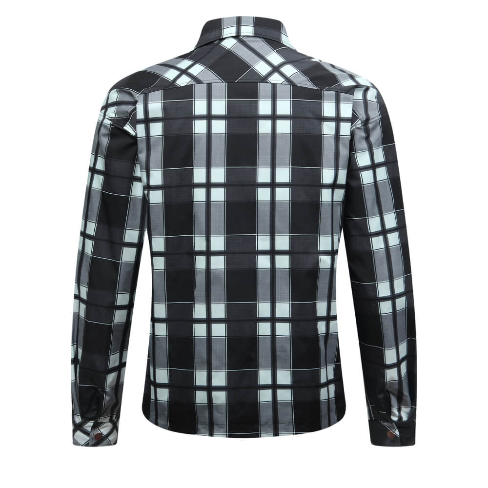 Retro Motorrad Hemdjacke Herren Kariert – Herbst Biker Jacke mit Protektorentaschen