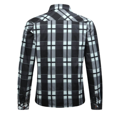 Retro Motorrad Hemdjacke Herren Kariert – Herbst Biker Jacke mit Protektorentaschen