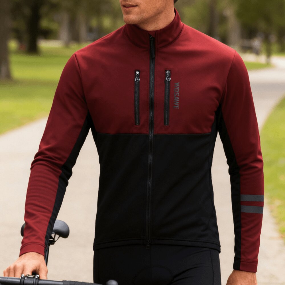 Thermo Fahrradjacke für Damen und Herren – Winddicht, reflektierend und mit mehreren Taschen