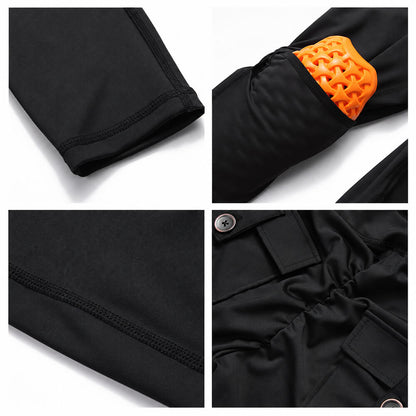 Thermo Motorradhose Damen Gefütterte Fleece Biker Leggings mit Protektorentaschen