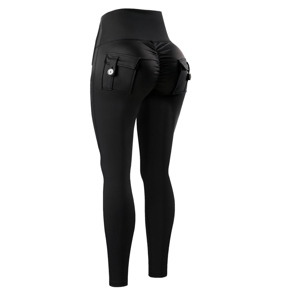 Thermo Motorradhose Damen Gefütterte Fleece Biker Leggings mit Protektorentaschen