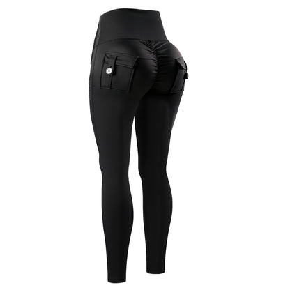 Thermo Motorradhose Damen Gefütterte Fleece Biker Leggings mit Protektorentaschen