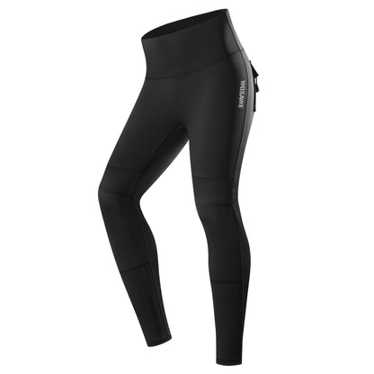 Thermo Motorradhose Damen Gefütterte Fleece Biker Leggings mit Protektorentaschen