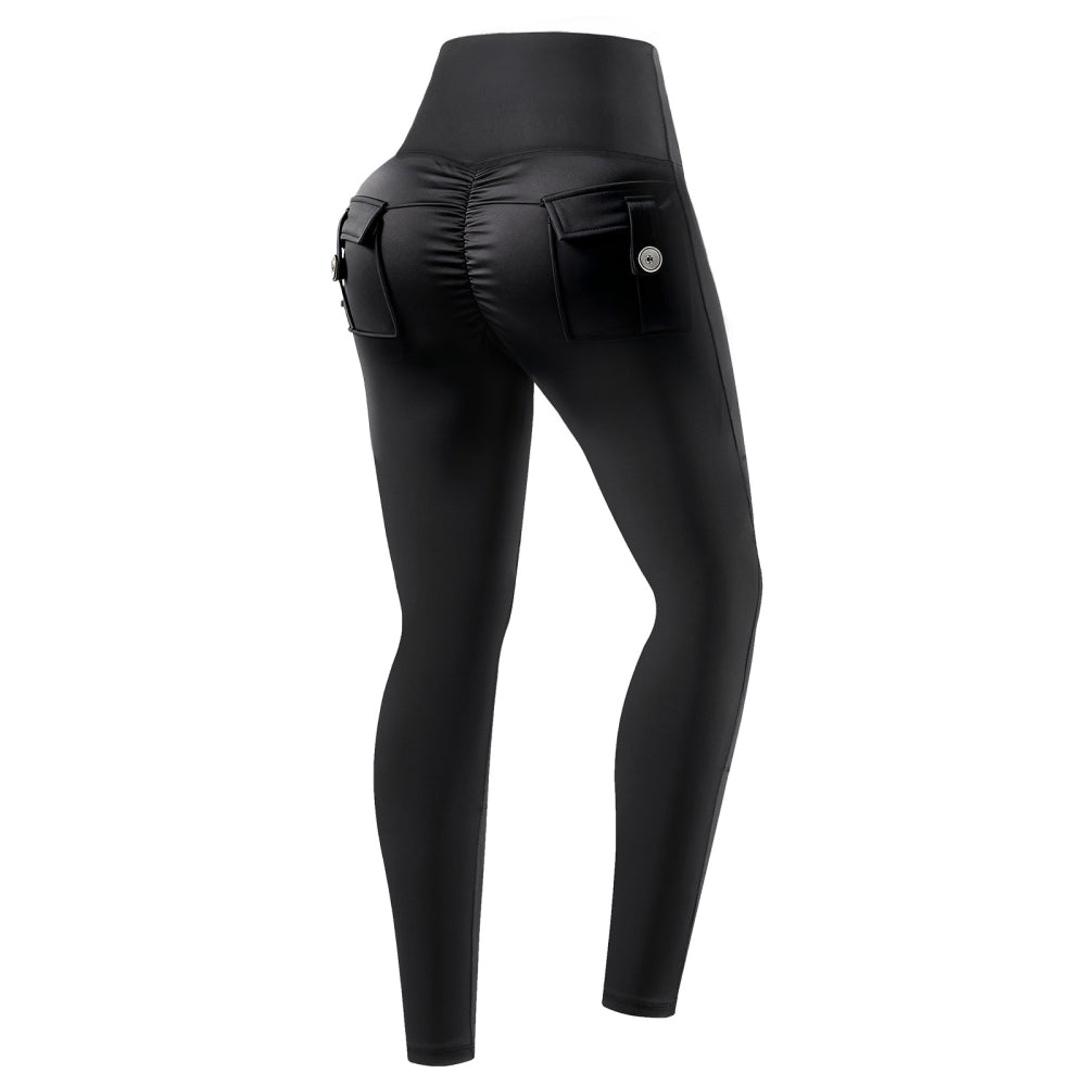 Thermo Motorradhose Damen Gefütterte Fleece Biker Leggings mit Protektorentaschen