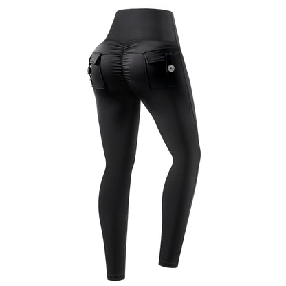 Thermo Motorradhose Damen Gefütterte Fleece Biker Leggings mit Protektorentaschen