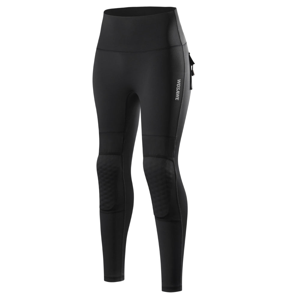 Thermo Motorradhose Damen Gefütterte Fleece Biker Leggings mit Protektorentaschen