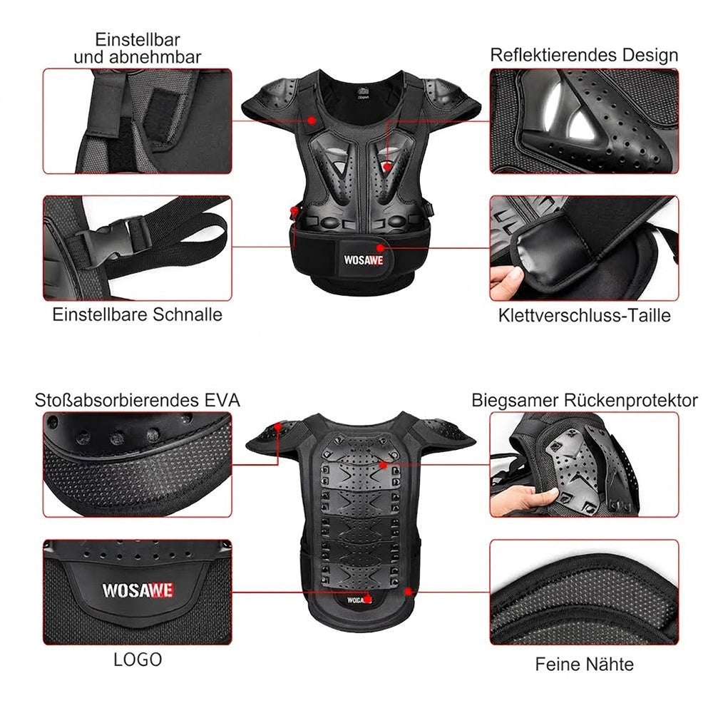 Unisex Motorrad Protektorenweste mit PE-Hartschalen
