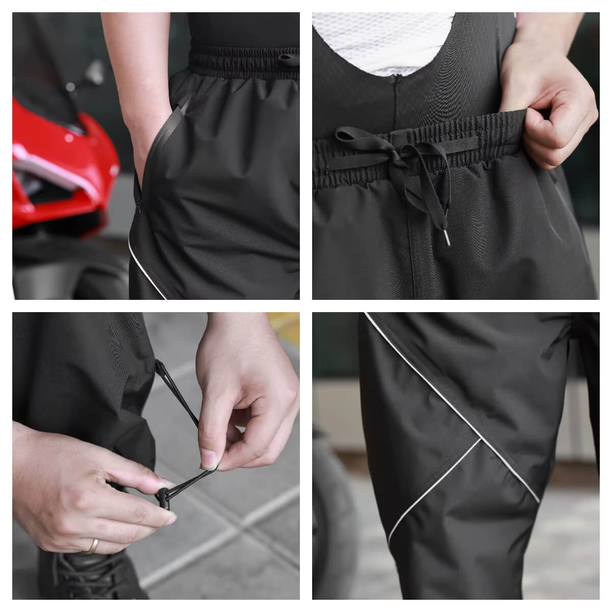 Wasserdichte Fahrradhose – Winddichte Regenhose mit Reflektoren für Damen und Herren